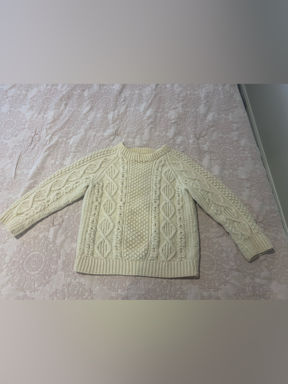 Cream Cable Knit Women's Aran Pullover Wool Sweater